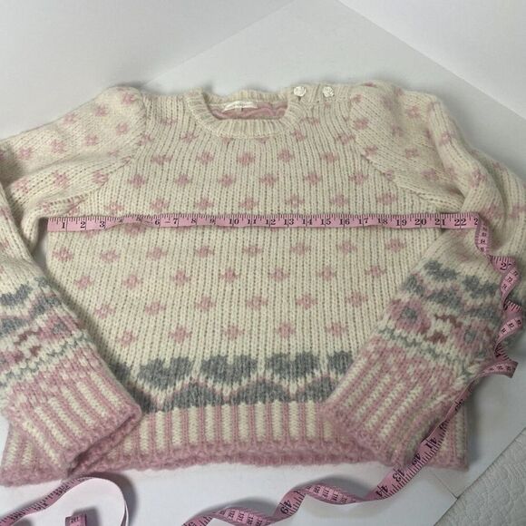 LoveShackFancy Sweater Womens Large Rosie Pullover Milky Clouds Alpaca Wool - Picture 5 of 16